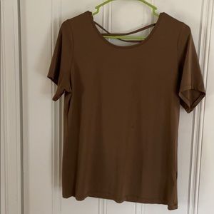 Coffee colored cross back workout top